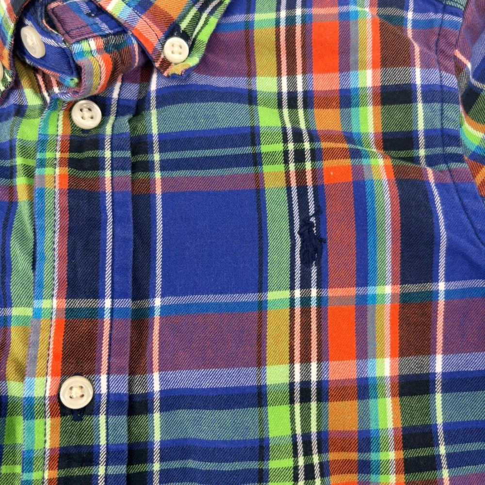 Ralph‎ Lauren 3T Kids Plaid Button Down Shirt Long Sleeve Cotton